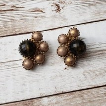 Vintage Clip On Earrings - Unusual Statement Bronze Earrings - £10.96 GBP