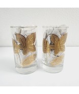 Pair Libbey Gold Leaves 11 Ounce Tumbler 5&quot; Tall - £12.44 GBP
