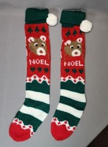 Vintage Rudolph Red Nosed Reindeer Noel Knit Christmas Stocking 24&quot; (Set... - £23.60 GBP