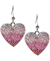 Holiday Lane Silver-Tone Ombre Pave Heart Drop Earrings - £10.95 GBP