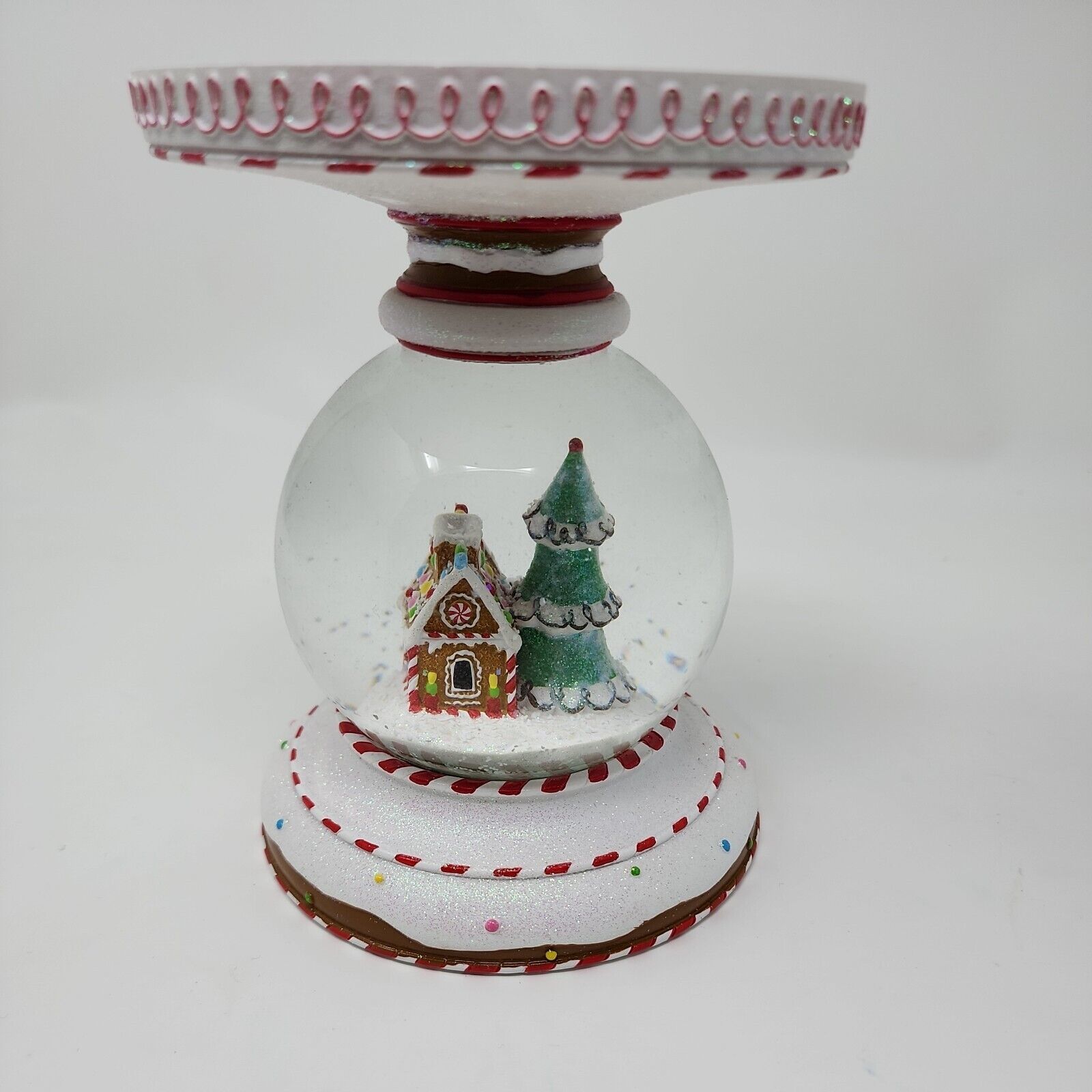 Primary image for Partylite Let It Snow 3 Wick Holder Gingerbread Christmas Snow Globe Candle U68