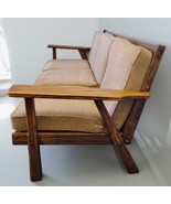 Brandt Ranch Solid Oak Rustic 3 Seat Sofa Couch Orig Gold Cushions Weste... - $1,833.68 CAD