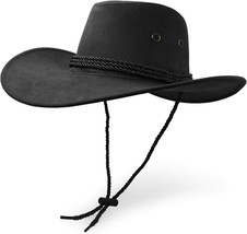 Cowboy Hat, Sun Hat Faux Felt Leather Suede Travel Cap Western Hat Outdoor Sun - £30.05 GBP