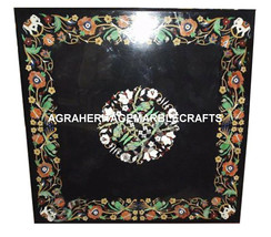 Black Marble Dining Table Top Parrot Art Inlay Work Home Garden Decorative H2053 - £1,080.83 GBP+