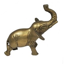 Vintage 7&quot; Brass Elephant w Trunk up for  Good Luck Paperweight Sculpture Figure - £29.86 GBP