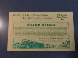 Vintage Champ Decals No. HN-58 Elgin Joliet &amp; Eastern EJ&amp;E Road Name Whi... - £9.51 GBP