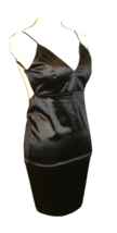 BOZZOLO SHINY BLACK DRESS BODYCON SIZE MEDIUM SPAGHETTI STRAPS OPEN BACK... - £11.11 GBP