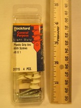 ROCKFORD 4 Pcs Plastic GRIP Anchors W/8 x 1&quot; Screw - £1.25 GBP