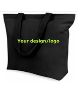 Custom embroidered canvas tote bag with snap closure - £23.62 GBP