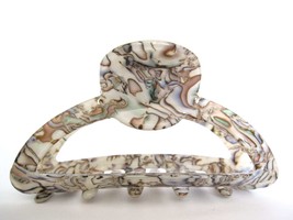 Rounded gray abalone sea shell effect hair claw clamp clip fine thin hair - £10.32 GBP