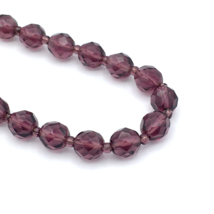 AMETHYST glass vtg beaded necklace - purple faceted &amp; seed bead 18.75&quot; strand - £21.92 GBP
