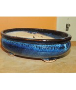 Vintage Bonsai Pot 6.25&quot;x4.25&quot;+ blue &amp; brown Polychrome Drip Glaze Japanese - $298.60 MXN