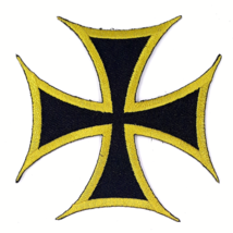 Iron / Maltese Cross Bronze Border Color Embroidered Patch 3&quot;X 3&quot; - £4.71 GBP