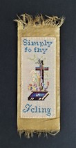 1800s antique PAPER PUNCH SAMPLER cross stitch BOOKMARK simply thy cross... - £37.77 GBP