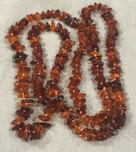 VINTAGE AMBER DARK HONEY LARGE CHUNK NECKLACE 56 INCCH KNOTTED 117.3 Grams - $649.94