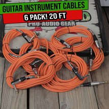Guitar Cables (6 Pack) Right Angled Instrument Cord by FAT TOAD | 20FT 1/4 Quart - £29.59 GBP+