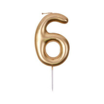 Gold Birthday Candles for Cake, Premium Glitter 6 nd Number Candle Birth... - $21.24