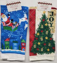 Set of 2 Different Kitchen Towels (15&quot;x25&quot;) CHRISTMAS TREE &amp; SANTAS SLEI... - $11.87