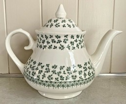 English Ironstone Tableware Provence Green Flowers Teapot 4 Cup Made in England - £39.46 GBP
