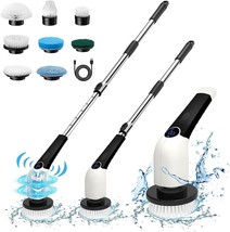 Electric Spin Scrubber, New Cordless Voice Prompt Shower Cleaning Brush (Black) - £30.66 GBP