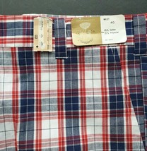 Mens Shorts Size 40 Flat Front Checked Plaid Vintage Unicorn Brand - $33.24