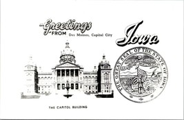 Des Moines Iowa(IA) The Capitol Building Chrome Unposted Vintage Postcard - £7.51 GBP