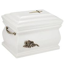 Granite Casket Cremation Ashes Urn for Adult with Calla Lily, Funeral Memorial U - £118.30 GBP+