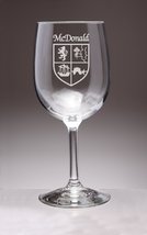 McDonald Irish Coat of Arms Wine Glasses - Set of 4 (Sand Etched) - £53.51 GBP