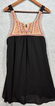 Umgee Dress M Boho Embroidered Sleeveless Black Swing Tank Summer - $373.62 MXN