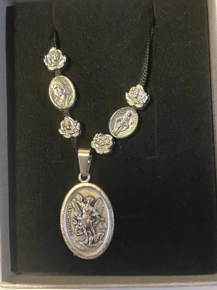 St Michael,Divine Mercy,Miraculous Medal,Our Lady Guadalupe Ribbon Necklace,New
