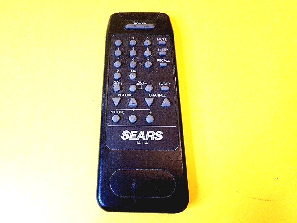 SEARS REMOTE CONTROL 14114 TV CATV BLACK INFRARED GENUINE ORIGINAL PORTA... - $9.10
