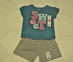 Garanimals Outfit Girls Size 24 Month Turquoise Sweet Logo Shirt Gray Sh... - $8.86