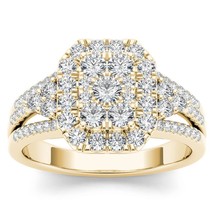 Authenticity Guarantee 
14K Yellow Gold 1Ct Natural Diamond Halo Engagement Ring - £1,151.06 GBP