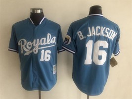 Men&#39;s Bo Jackson #16 Jersey Royals 1987 Throwback Light Blue White Uniform - €40,61 EUR