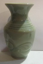 Vintage Asian Celadon Bud Vase with Crazing Crackle Glaze Made in Thailand - $62.65