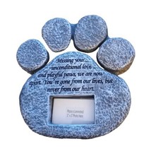 Pet Dog Cat Paw Print Garden Grave Memorial Resin Stone Poem &amp; Photo Slo... - £22.44 GBP