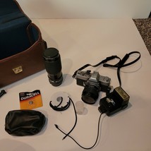 Minolta SRT101 Film Camera W/ 50mm &amp; 200mm Zoom Lens Kalimar Flash Case ... - $115.99