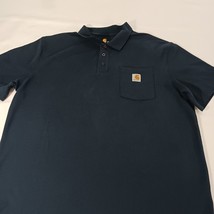 Carhartt Polo Shirt Mens XL Original Fit Blue Cotton Blend Short Sleeve K570 NVY image 9