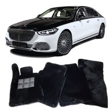 NEW Black Sheepskin Floor Mats for W223 Mercedes S63 AMG Maybach S500 S5... - £998.64 GBP