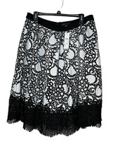 Ann Taylor Womens Skirt Embroidered Crochet Floral Midi Black Plus Size ... - $22.76