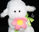 Anico Intl Easter Lamb 9&quot; Flower Daisy Plush White Pink Stuffed Animal S... - $11.95