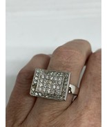 Vintage White Sapphire Cocktail Ring 925 Sterling Silver Size 8 - £88.81 GBP