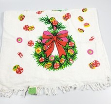 Target All Cotton Christmas Hand Kitchen Towel Wreath Bow Candy Fringe Cute - $8.80