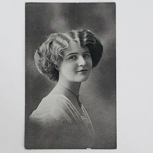 Primary image for Vintage RPPC Real Photo Postcard Portrait Beautiful Young Woman Necklace 