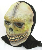 Latex Hooded Skull Halloween Mask with Laugh Sound Big Smile Creepy Teeth Rubber - £19.80 GBP