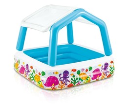 Intex 5.12ft x 5.12ft x 48in Inflatable Ocean Kids Pool with Canopy (3 P... - £98.82 GBP