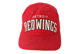 Vtg 90s Starter Detroit Red Wings Spell Out Snapback Hat Autographed Distressed - £60.72 GBP