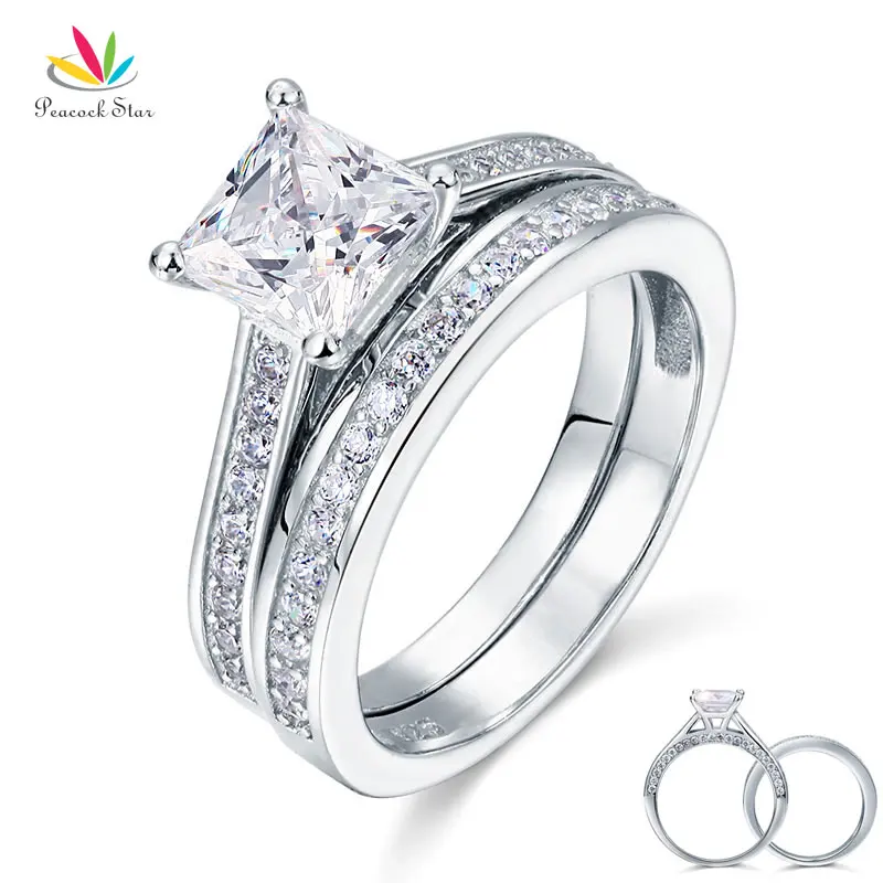 Peacock  Wedding Engagement Bridal Ring Set 1.5 Ct  Cut Solid 925  Silver CFR800 - £44.39 GBP