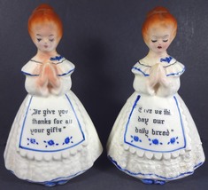 1950&#39;s Enesco Mother In The Kitchen Prayer Girl Pattern Salt &amp; Pepper Sh... - $37.99