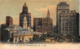 New York City~City Hall &amp; Newspaper ROW~1900s Rotograph Tinted Photo Postcard - £8.33 GBP